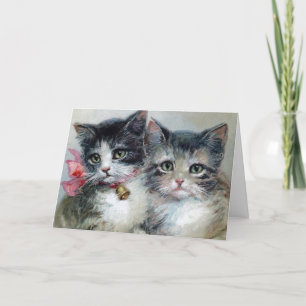 Vintage Kittens Art 2, Din Text Tack Kort
