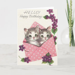 Vintage Kittens födelsedagskort Kort