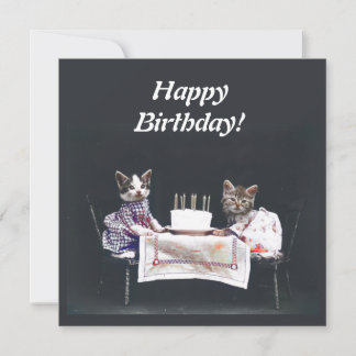 Vintage Kittens Grattis på födelsedagen-kort Kort