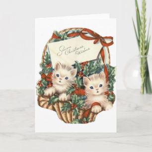 Vintage Kittens julhälsningskort Helgkort