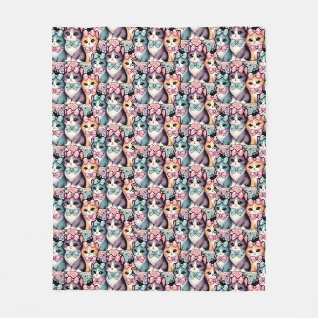 Vintage Kittens med ben Fleecefilt (Framsidan)