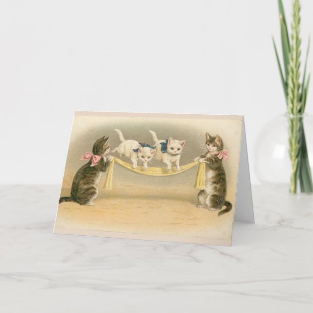 Vintage - Kittens spelar jump Rope. Kort (Framsida)