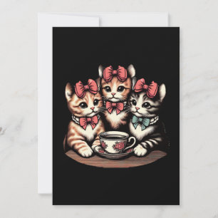 Vintage Kittens Tea Party Inbjudningar