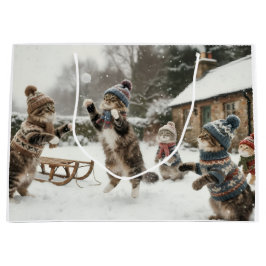 Vintage Kitties Snöbollskamp Stor presentpåse