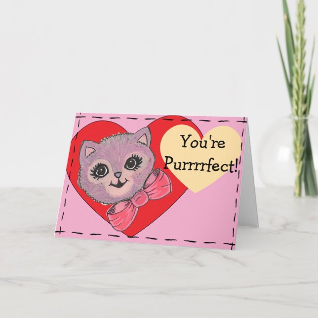 Vintage Kitty blank Folded Greeting Card Kort (Framsida)