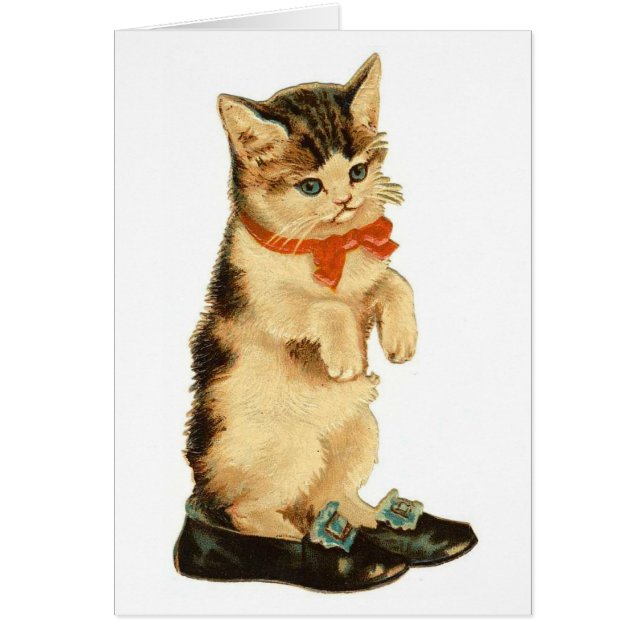 Vintage Kitty Hälsningskort (Framsidan)