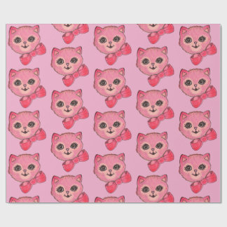 Vintage Kitty Pink Wrapping Paper Presentpapper