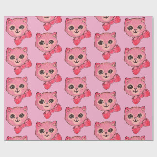 Vintage Kitty Rosa Inpackningspapper Presentpapper