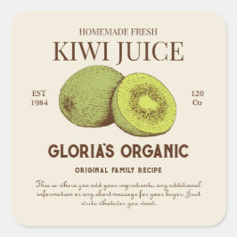 Vintage Kiwi Fruit Juice Anpassningsbar Product La Fyrkantigt Klistermärke