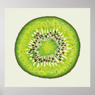 Vintage kiwi slice mönster. poster