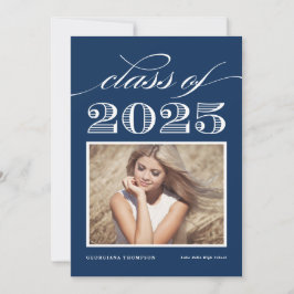 Vintage Klass 2025: Blåfoto Studenten Inbjudningar