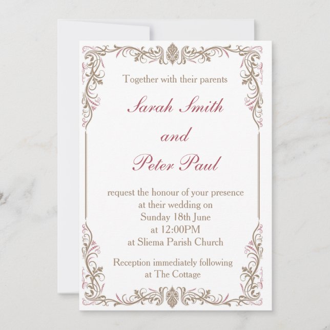 Vintage-/klassikerbröllopinbjudan Inbjudningar (Framsida)