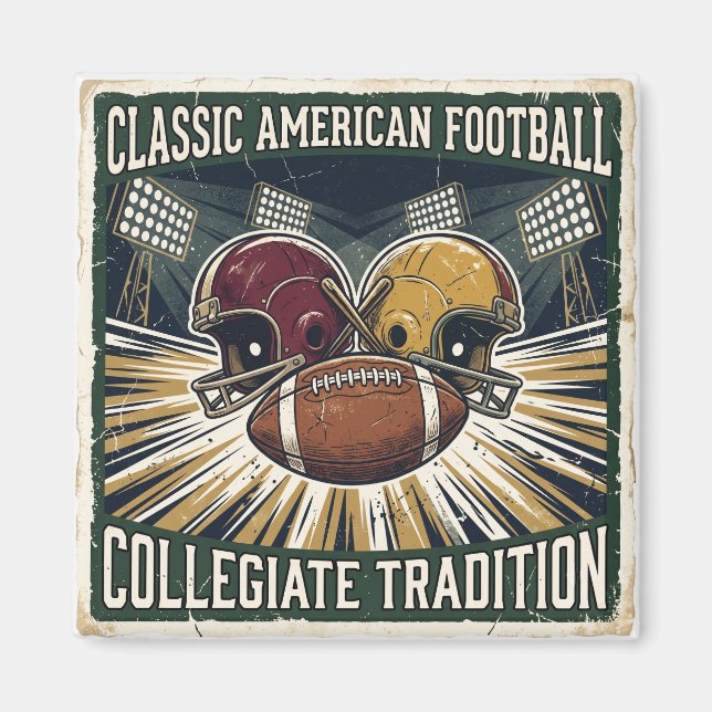 Vintage klassisk amerikansk fotbollsdesign magnet (Framsidan)