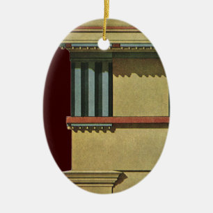 Vintage Klassisk Arkitektur, Tempel Entablement Julgransprydnad Keramik