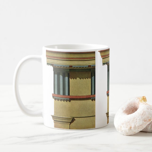 Vintage Klassisk Arkitektur, Tempel Entablement Kaffemugg (Med munk)