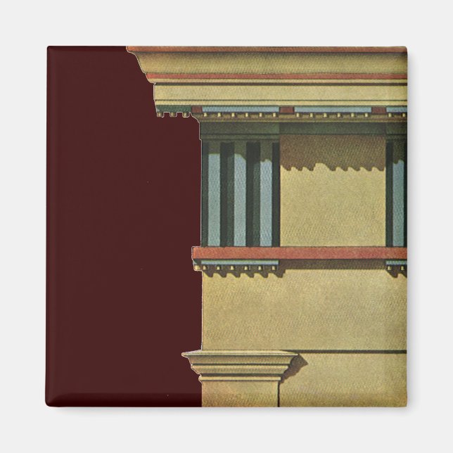 Vintage Klassisk Arkitektur, Tempel Entablement Magnet (Framsidan)