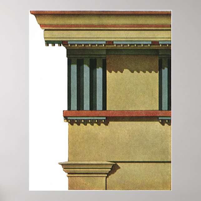 Vintage Klassisk Arkitektur, Tempel Entablement Poster (Framsidan)