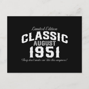 Vintage Klassisk bil 1951 70 Födelsedag Helg Vykort