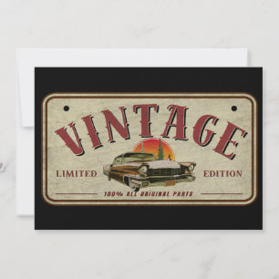 Vintage Klassisk Bil Begränsad Upplaga Originaldel Inbjudningar