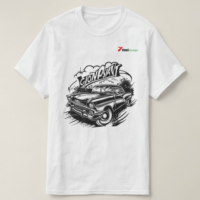 Vintage Klassisk Bil Grafisk Dubbelsidig T-Shirt (Design framsida)