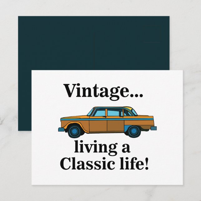 Vintage Klassisk Bil  Vykort (Fram/baksida)