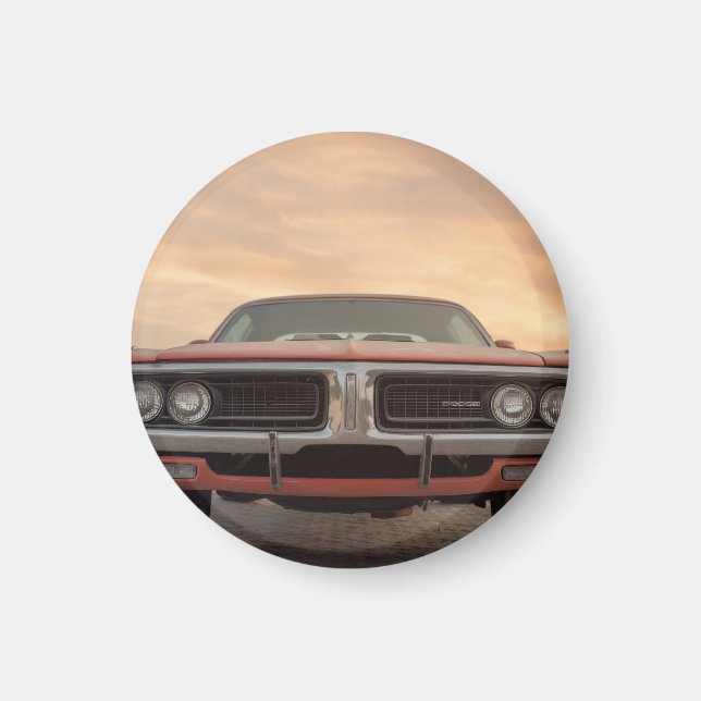 Vintage Klassisk bilsolnedgång Magnet (Framsidan)