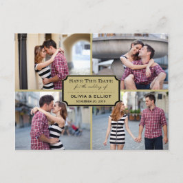 Vintage Klassisk Bokplansch Fyra Foto Spara Datume Meddelande Vykort