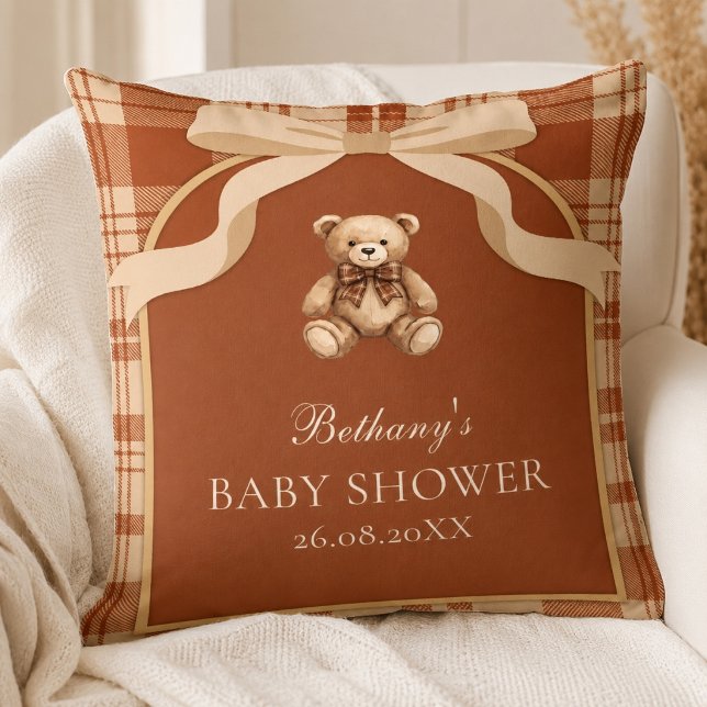 Vintage Klassisk Brittisk Charm Teddybjörn Preppy Kudde (Vintage Classic British Charm Teddy Bear Preppy Throw Pillow)