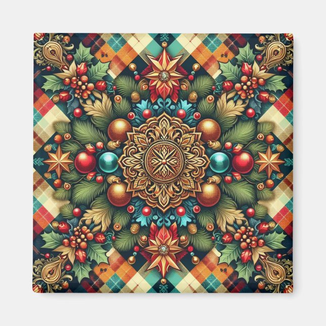 Vintage/Klassisk, färgstark jul Magnet (Framsidan)