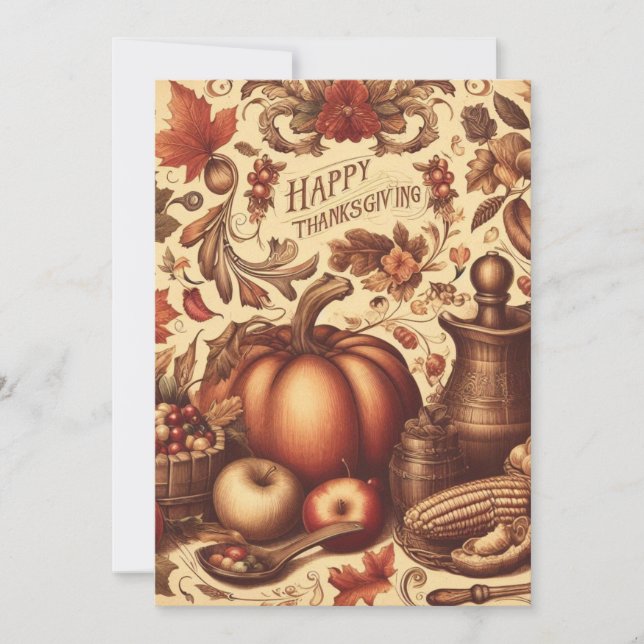 Vintage/Klassisk Glad Thanksgiving Julkort (Framsida)