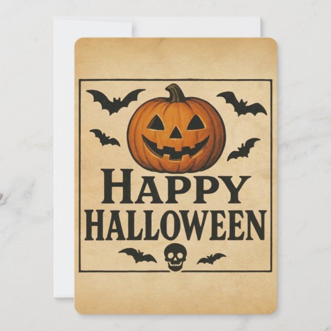 Vintage/klassisk Happy halloween jack-o-lykta Inbjudningar (Framsida)