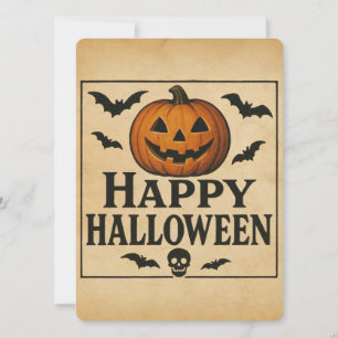 Vintage/klassisk Happy halloween jack-o-lykta Inbjudningar