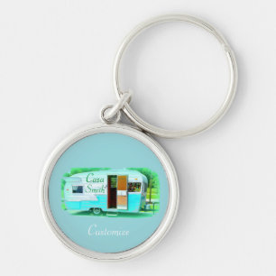 Vintage, klassisk husvagn, zigenarhusvagn rund silverfärgad nyckelring