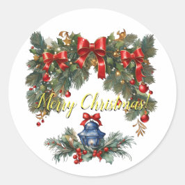 Vintage Klassisk jul I Runt Klistermärke