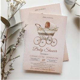 Vintage Klassisk Könsneutral Baby Shower Inbjudningar