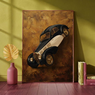 Vintage Klassisk Lyxbil som gör en Wheelie-konst Poster