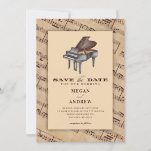 Vintage klassisk musik piano bröllop spara datumet