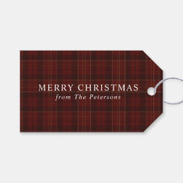 Vintage Klassisk Röd Plaid Jul Presentetikett