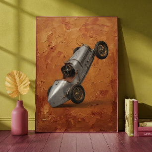Vintage Klassisk Tävlingsbil som Gör en Wheelie Ko Poster