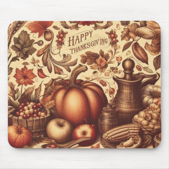 Vintage/Klassiskt Happy thanksgiving Musmatta (Framsidan)