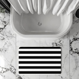 Vintage Klassiskt svartvitt rand Badrumsmatta