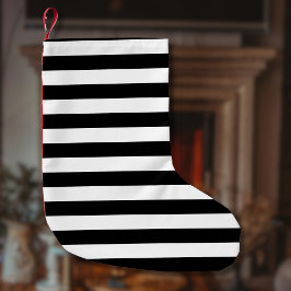 Vintage Klassiskt svartvitt rand Liten Julstrumpa