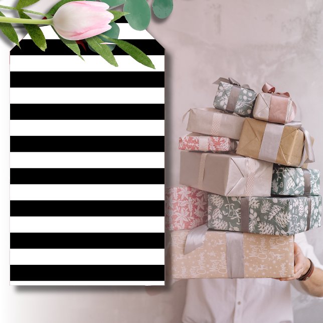 Vintage Klassiskt svartvitt rand Presentetikett (Skapare uppladdad)