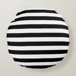 Vintage Klassiskt svartvitt rand Rund Kudde