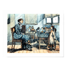 Vintage - klassrumsbild Illustration Gift-utskrift