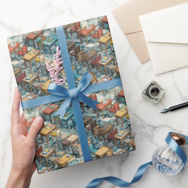 Vintage Klassrumsdörrar Tillbaka till Skolan Mönst Presentpapper (Gifting)