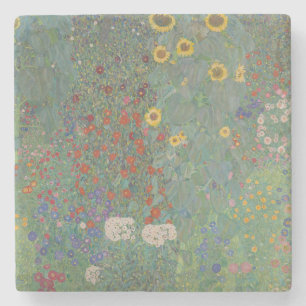 Vintage Klimt Bondgård Trädgård Solrosor Blommig K Stenunderlägg