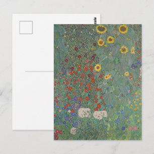 Vintage Klimt Bondgård Trädgård Solrosor Blommig K Vykort