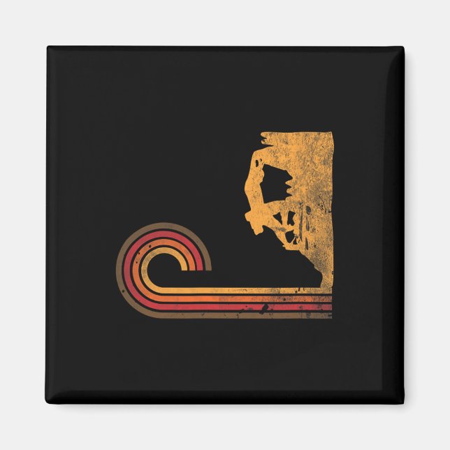 Vintage Klippklättring Retro Bouldering Bergsbesti Magnet (Framsidan)
