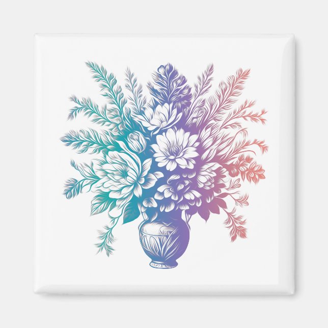 Vintage Klistra in färgstark Blommigt Magnet (Framsidan)